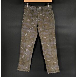 Anthropologie Women's The Wanderer Camo Cargo Pants 26P Green Mid Rise Cropped